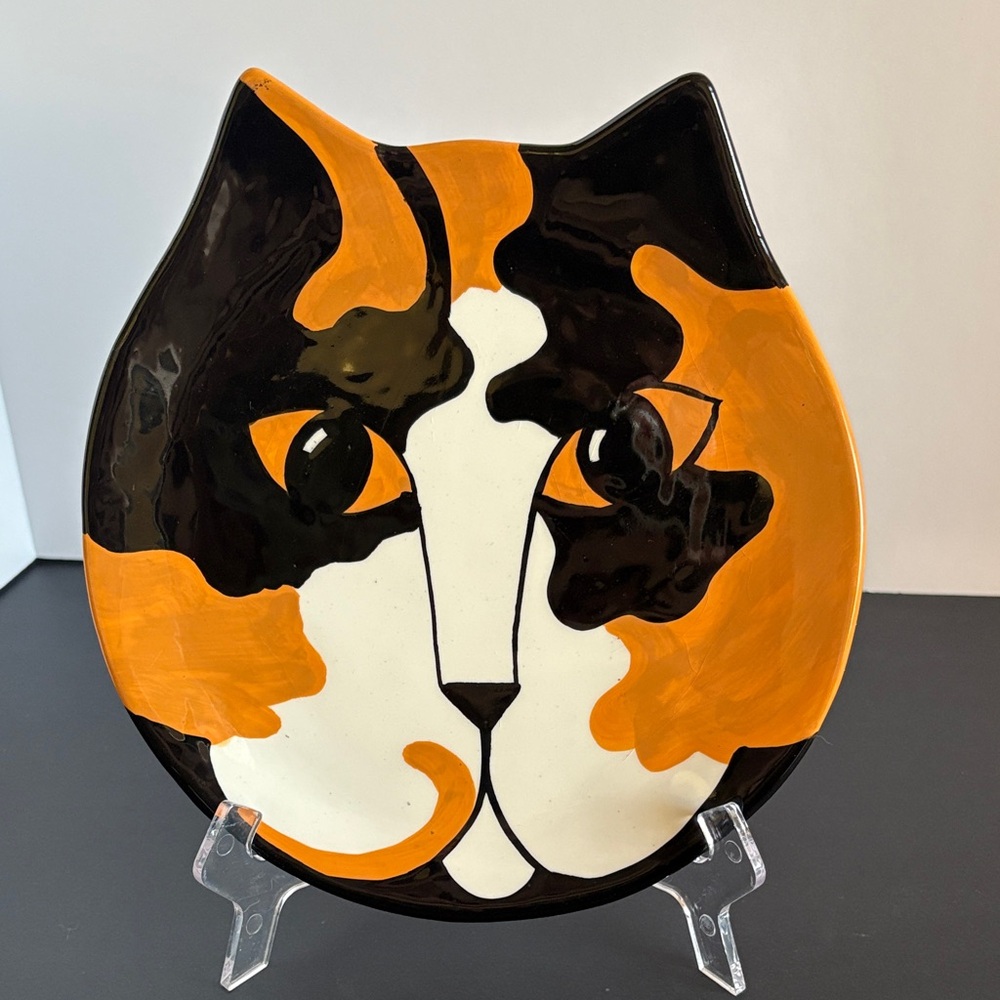 Cats By Nina Calico Cat Face Ceramic Plate Tray